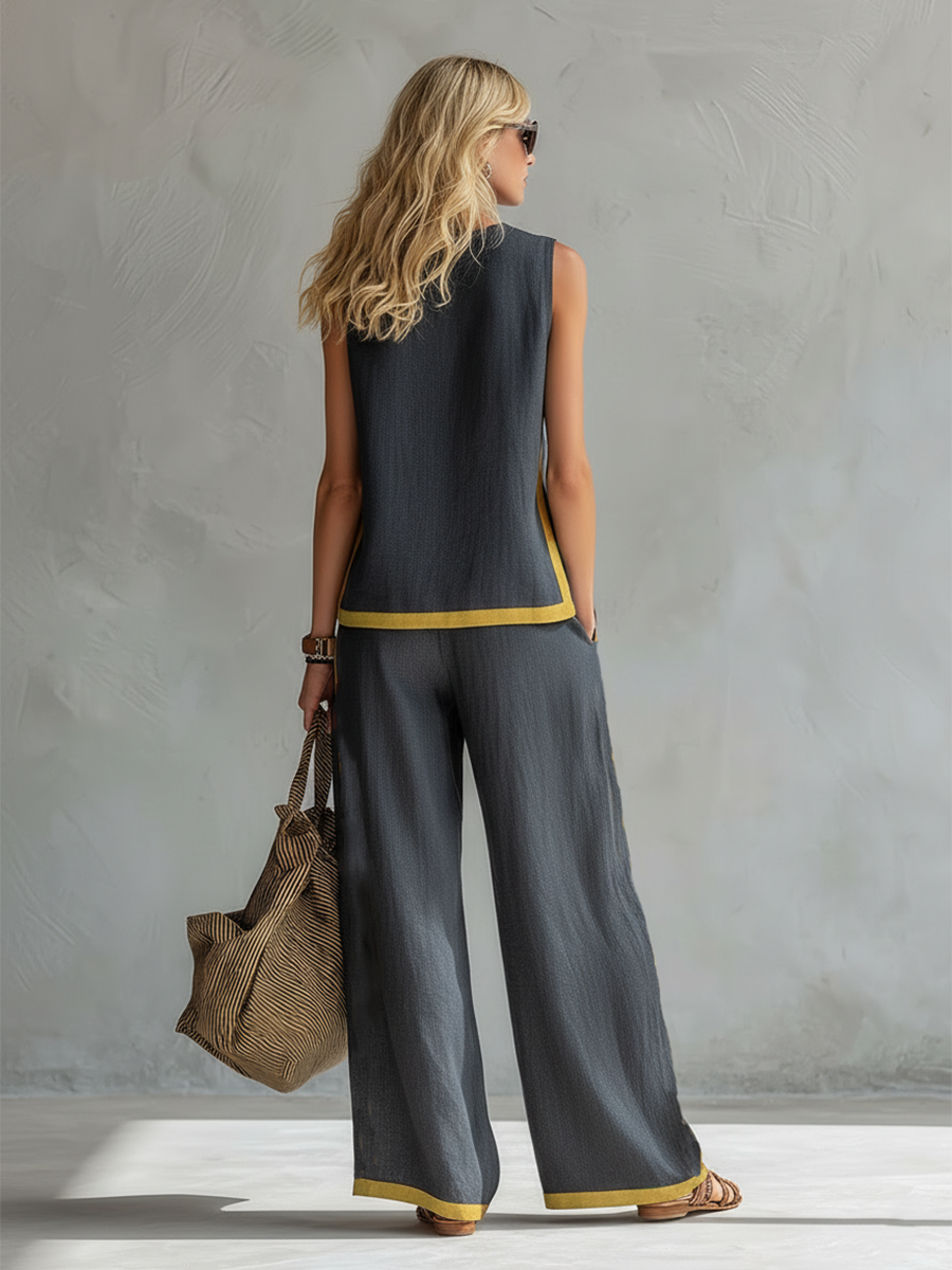 Women's Relaxed Travel Wide-Leg Pants Matching Set