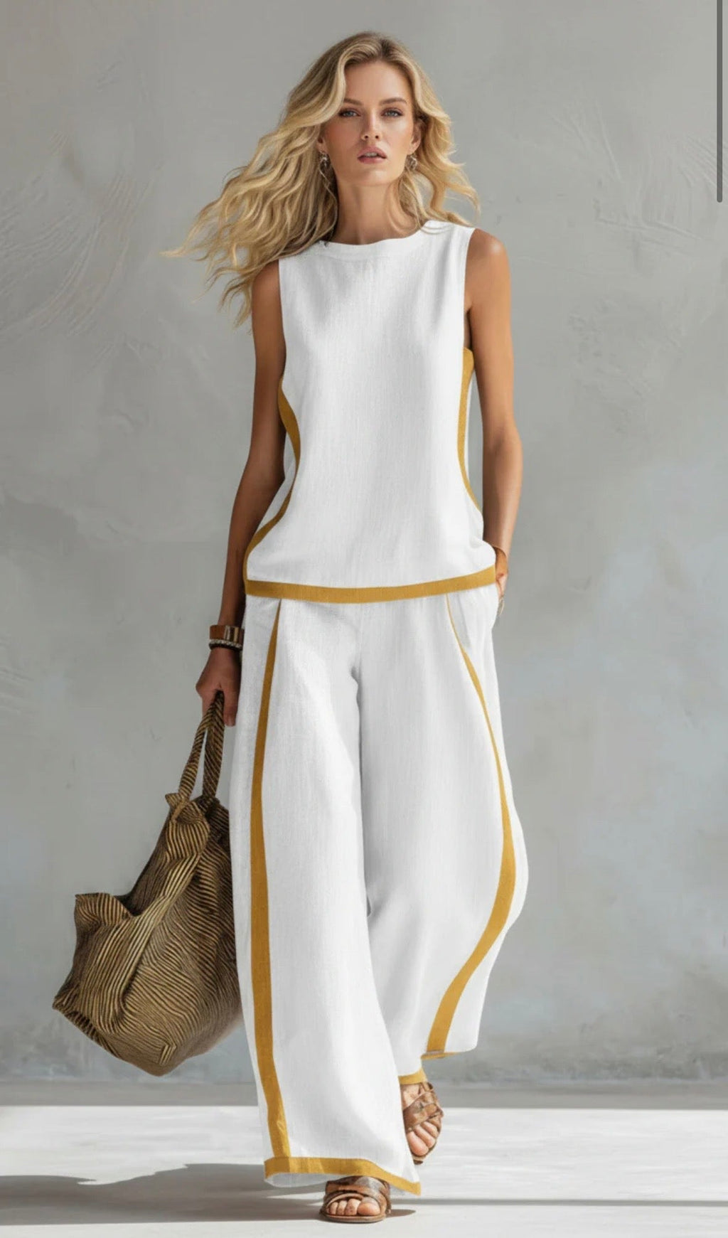 Women's Relaxed Travel Wide-Leg Pants Matching Set