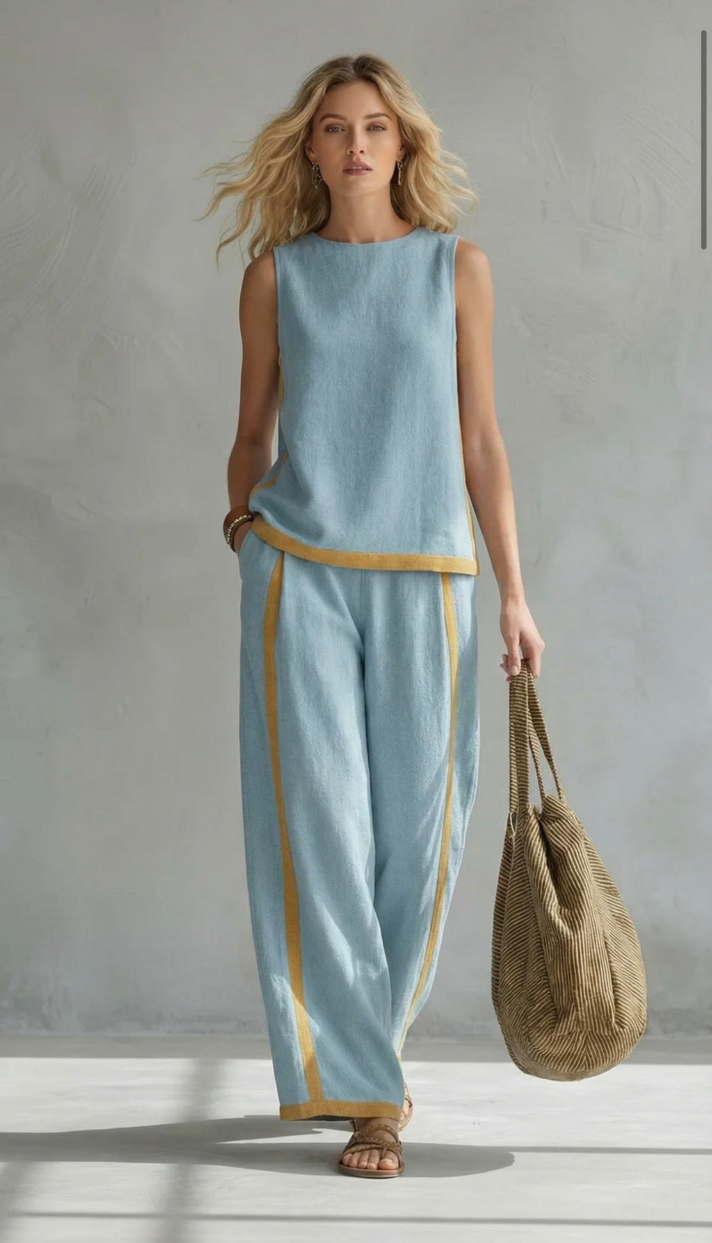 Women's Relaxed Travel Wide-Leg Pants Matching Set