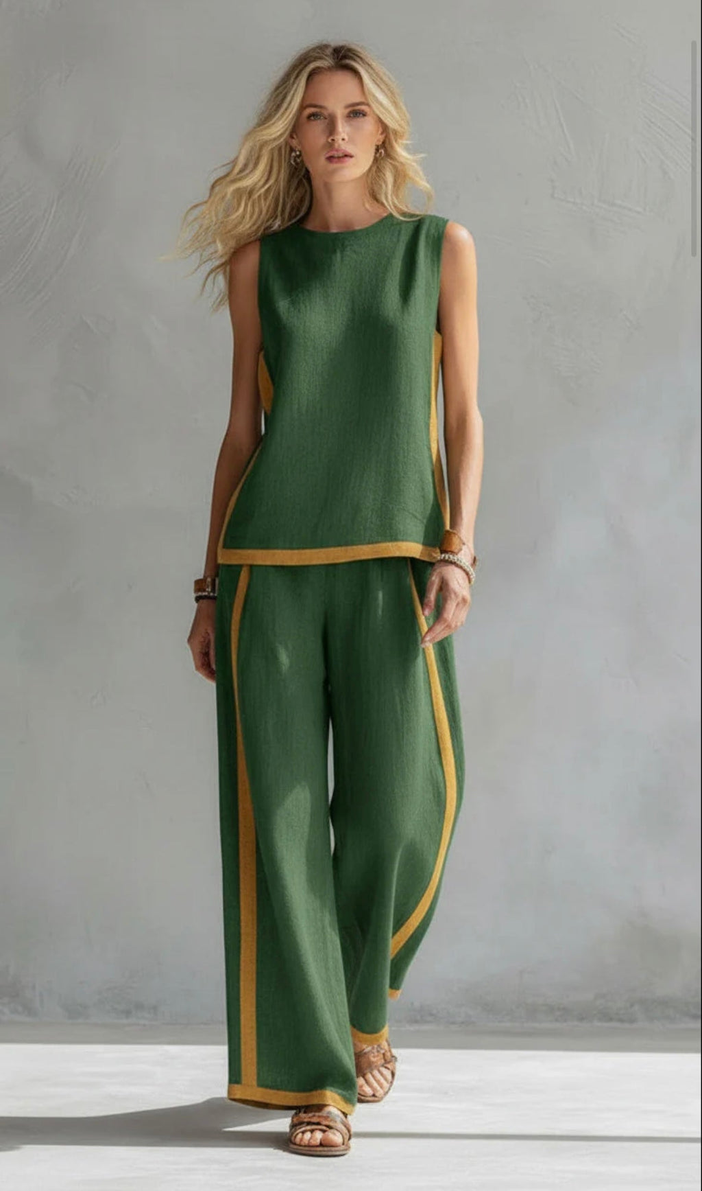 Women's Relaxed Travel Wide-Leg Pants Matching Set