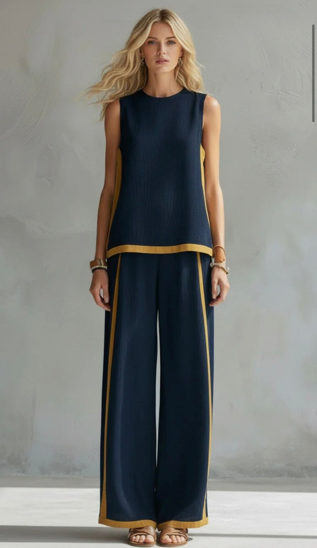 Women's Relaxed Travel Wide-Leg Pants Matching Set