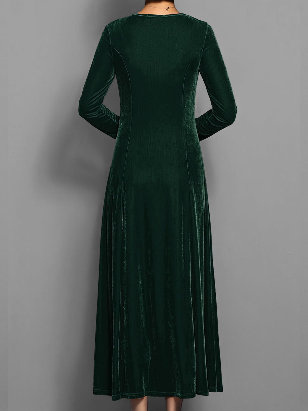 Women's Formal Event Velvet-Look Maxi Dress with Sleeves