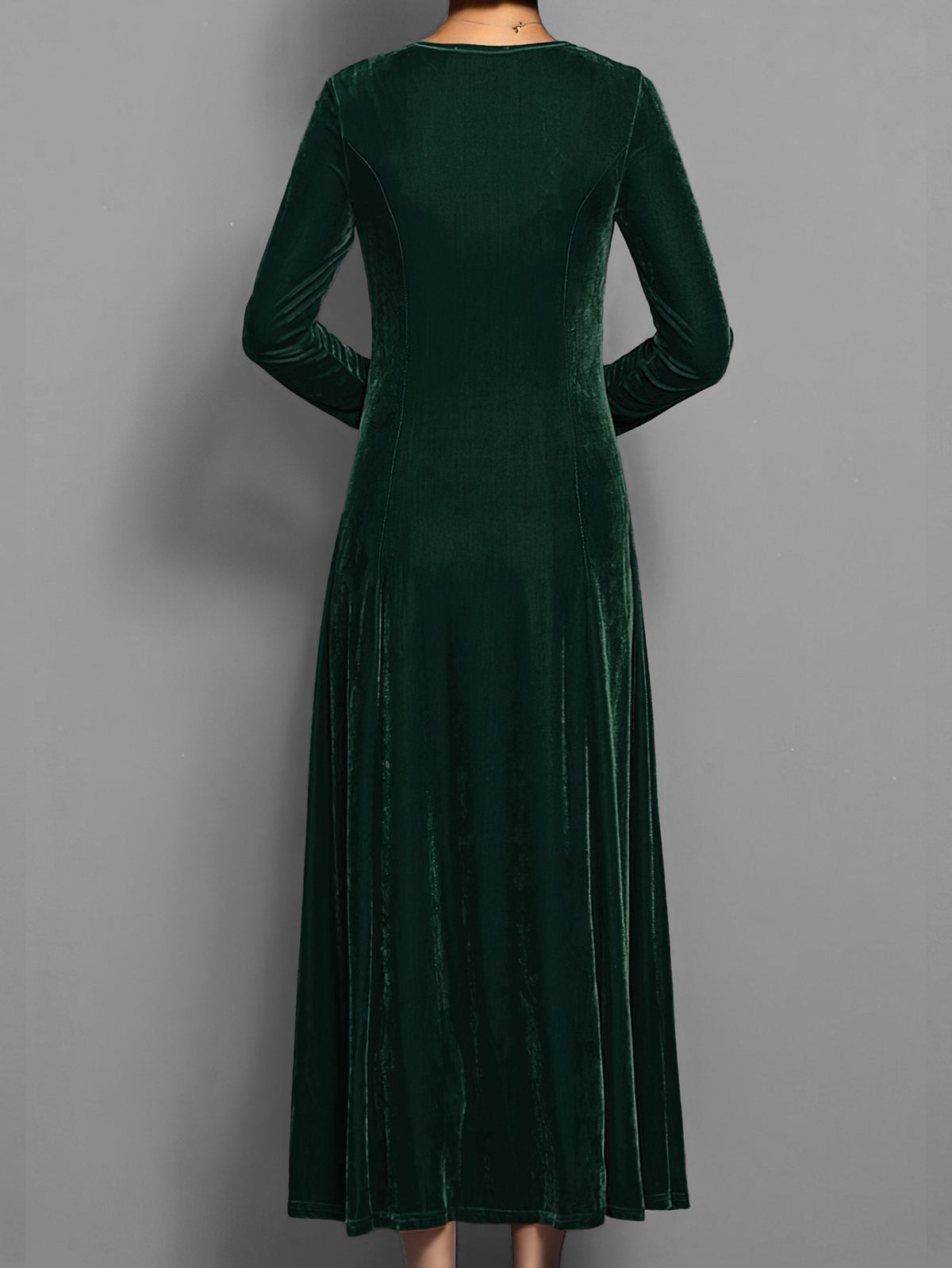 Women's Formal Event Velvet-Look Maxi Dress with Sleeves