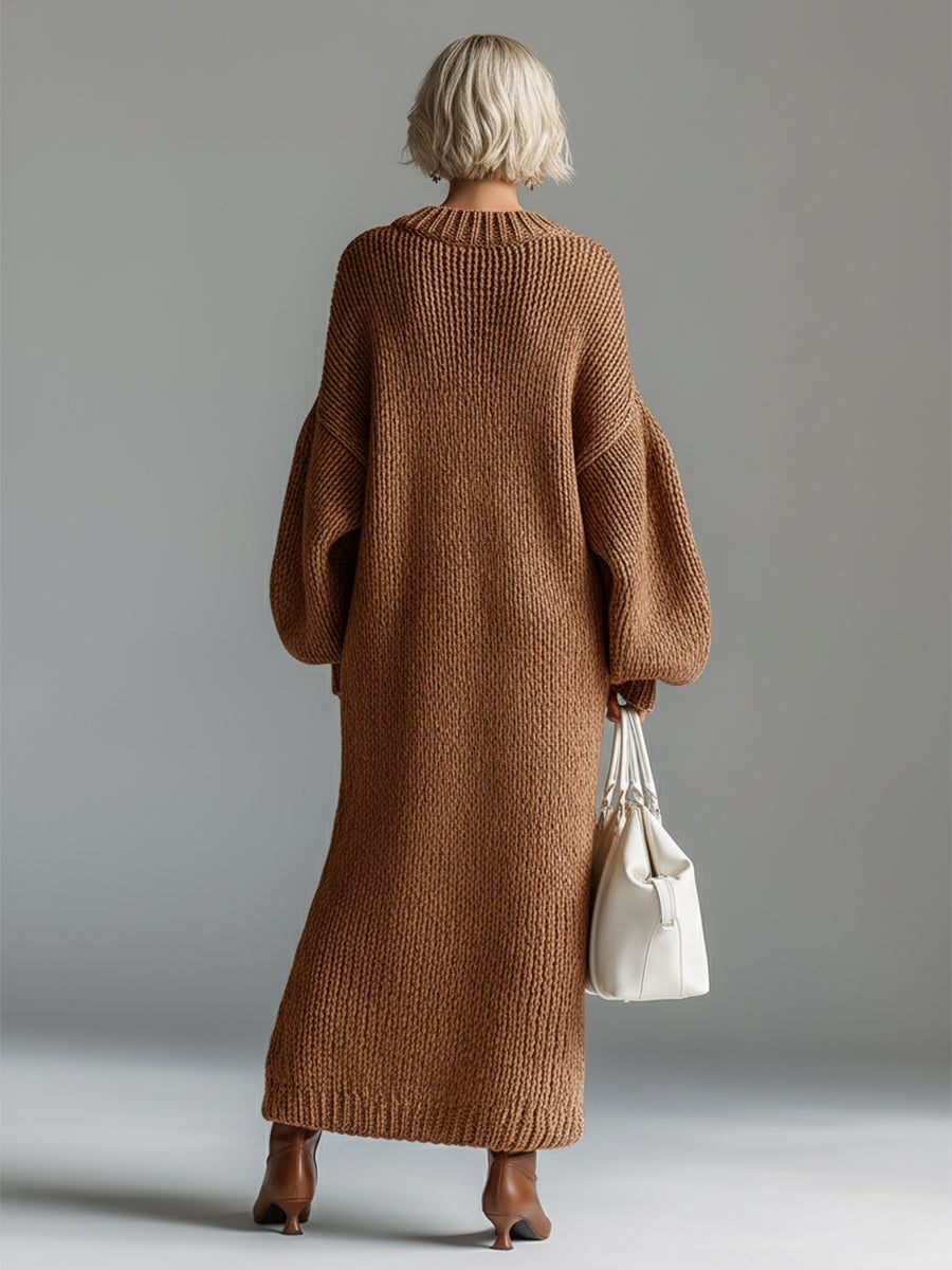 Women's Warm Oversized Knit Maxi Dress for Cold Days