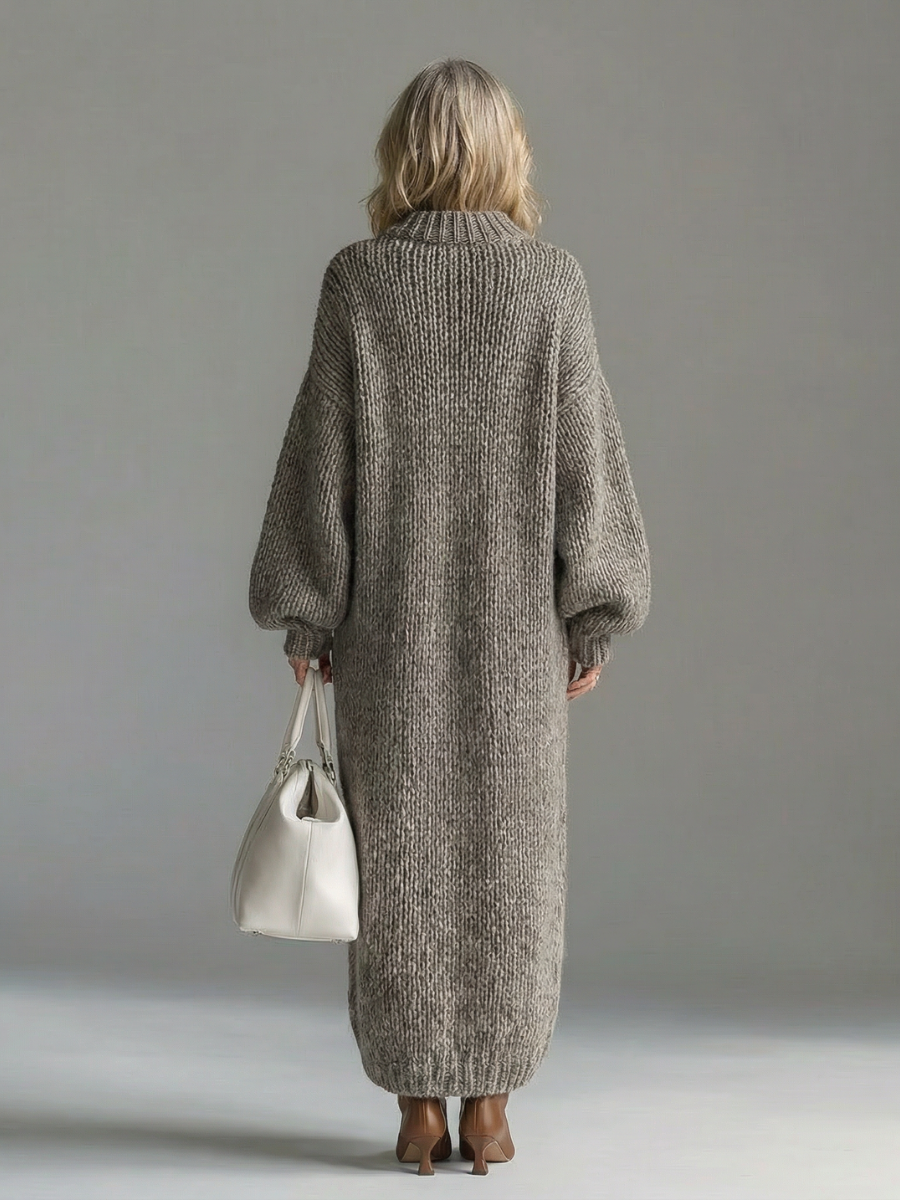 Women's Warm Oversized Knit Maxi Dress for Cold Days
