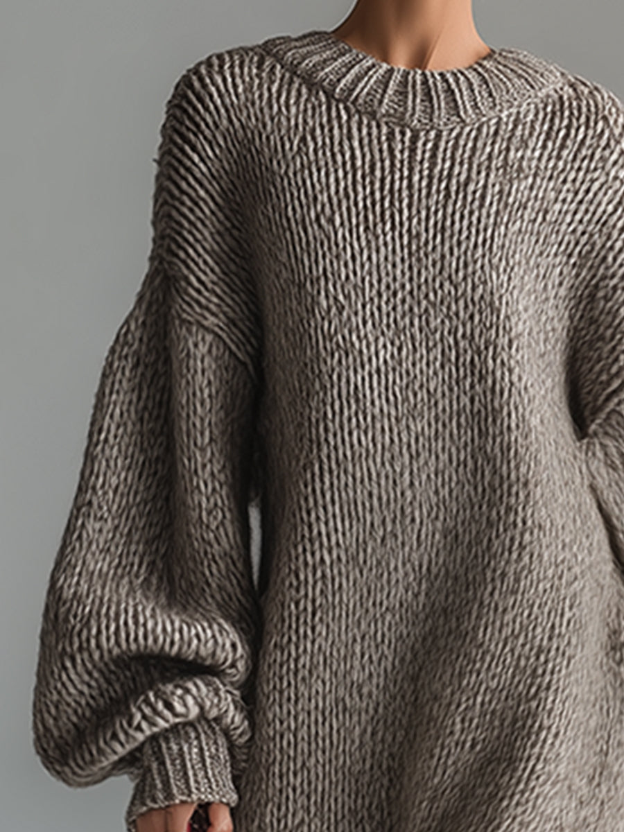 Women's Warm Oversized Knit Maxi Dress for Cold Days