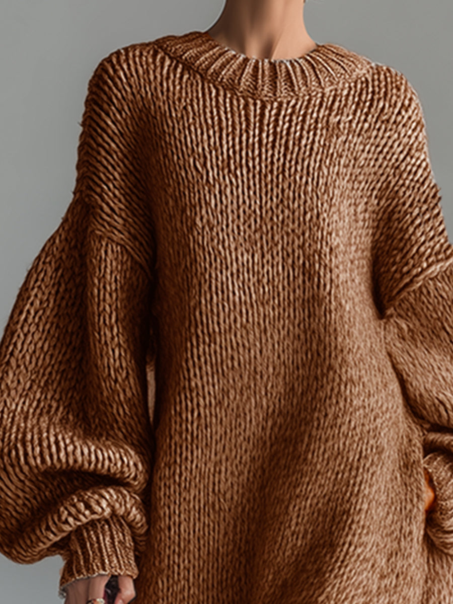 Women's Warm Oversized Knit Maxi Dress for Cold Days