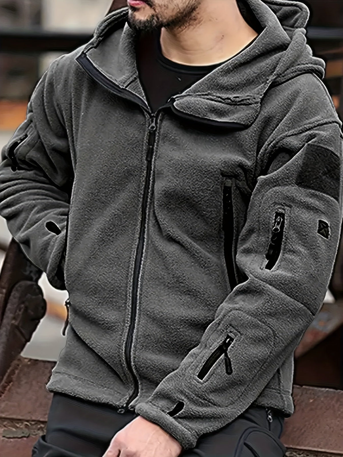 Men's Tough Insulated Hooded Jacket with Zip Pockets