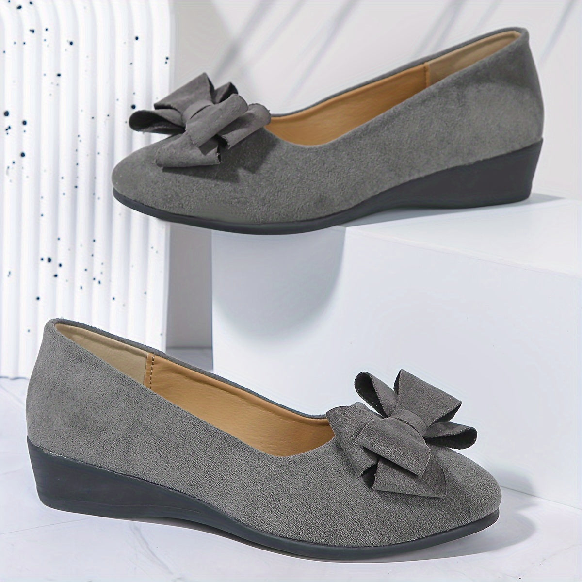 Women's Cushioned Bow Accent Comfort Slip-On Flats