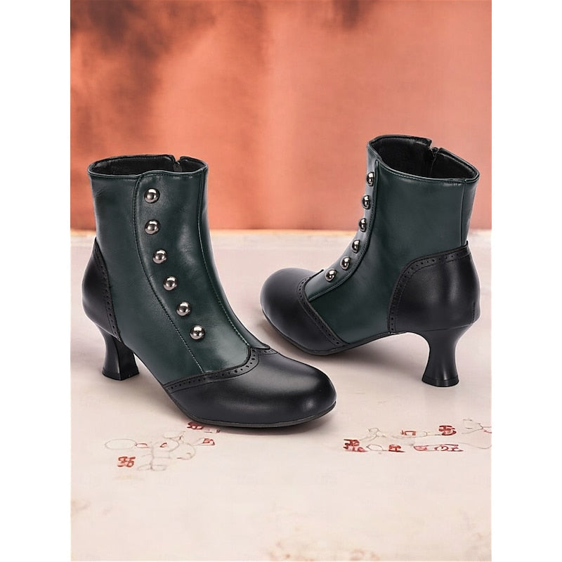 Women's Contrast Finish Small Button Short Boots