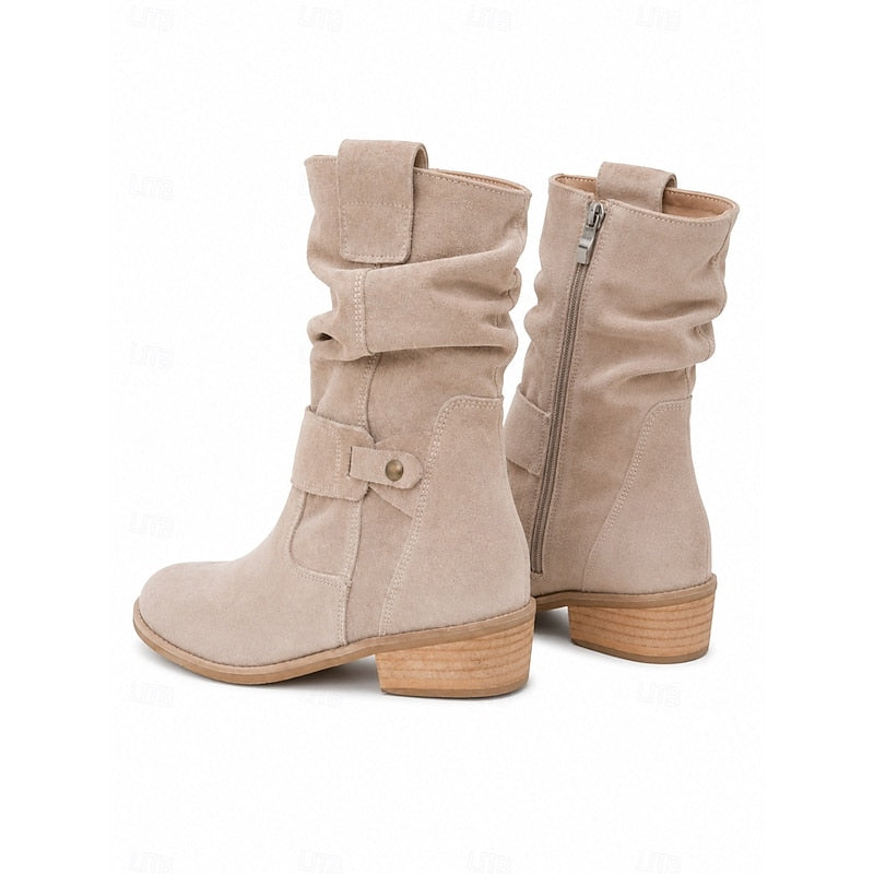 Women's Gentle Block Heel Relaxed Shaft Short Boots