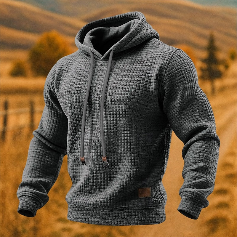 Men's Soft Textured Waffle Hoodie Sweatshirt