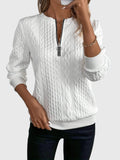 Women's Textured Cable Zip-Up Sweater Jacket