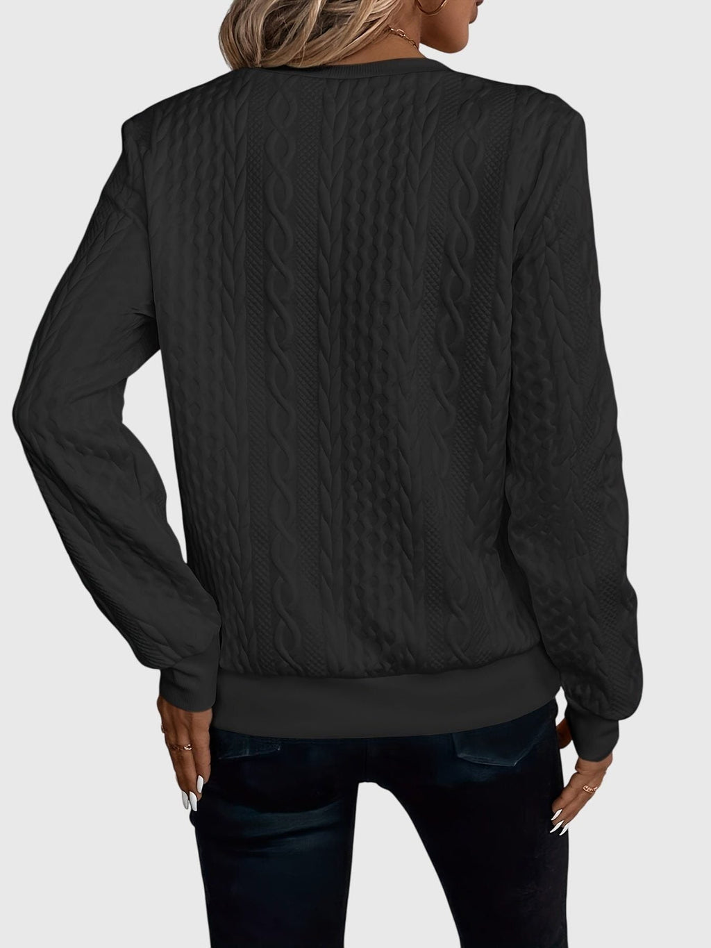 Women's Textured Cable Zip-Up Sweater Jacket
