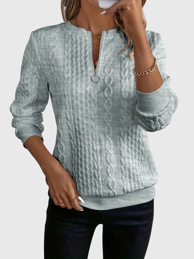 Women's Textured Cable Zip-Up Sweater Jacket