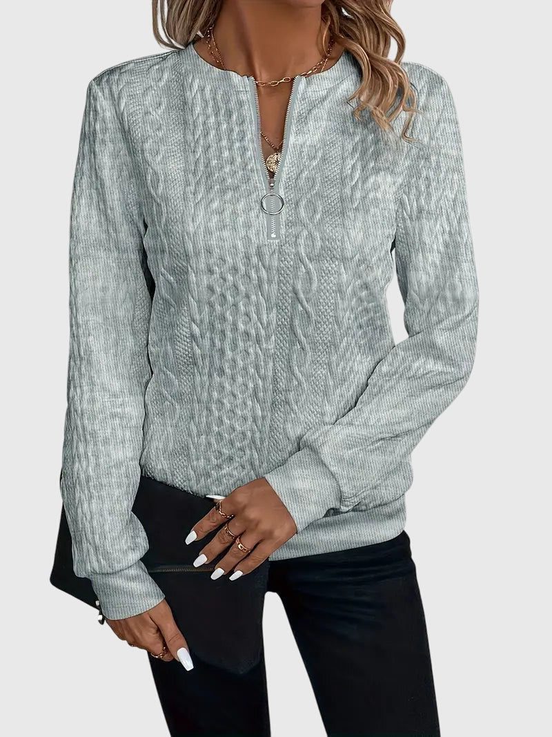Women's Textured Cable Zip-Up Sweater Jacket