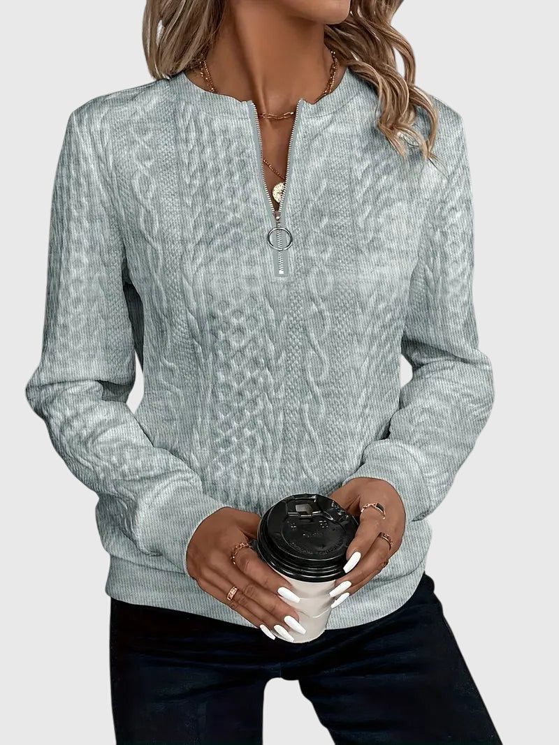 Women's Textured Cable Zip-Up Sweater Jacket