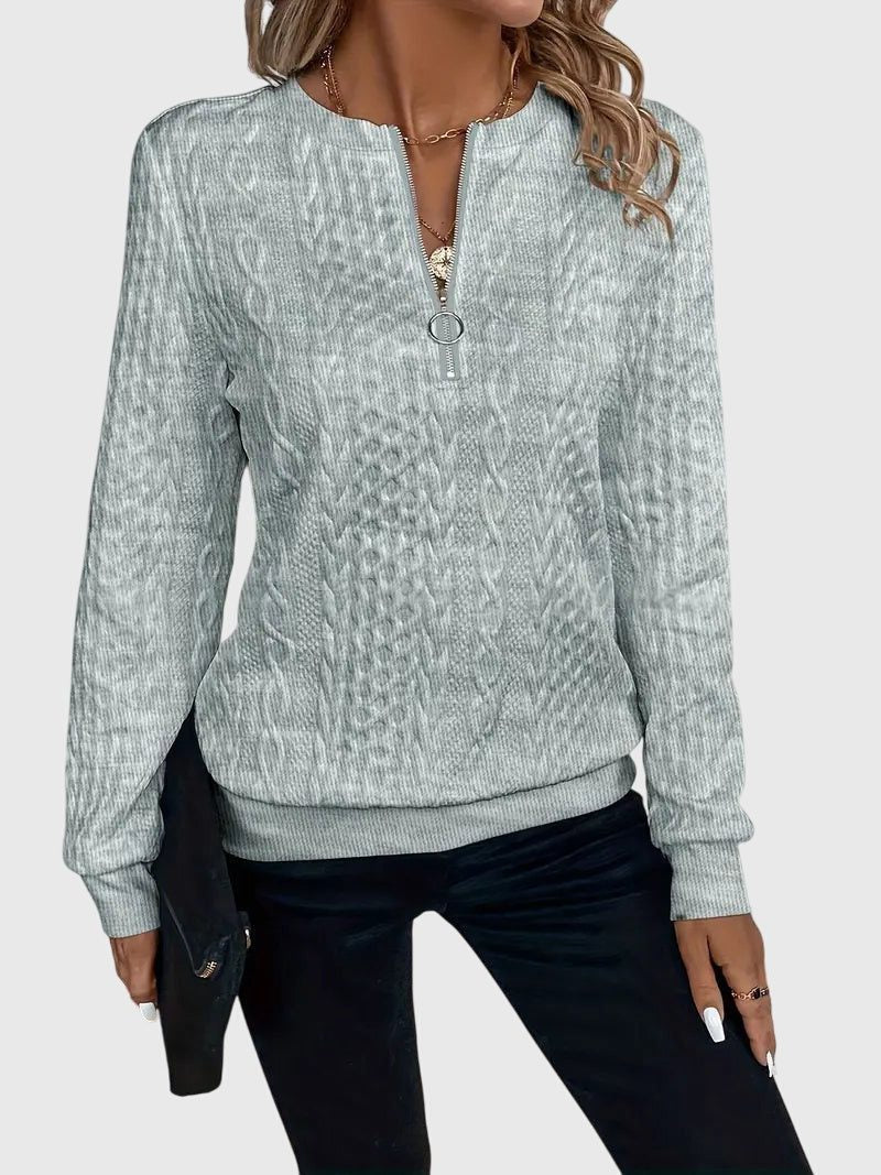 Women's Textured Cable Zip-Up Sweater Jacket