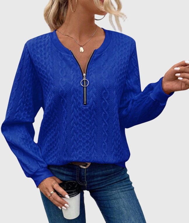 Women's Textured Cable Zip-Up Sweater Jacket