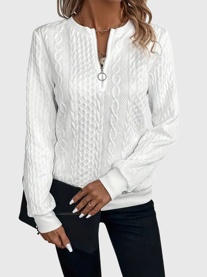 Women's Textured Cable Zip-Up Sweater Jacket
