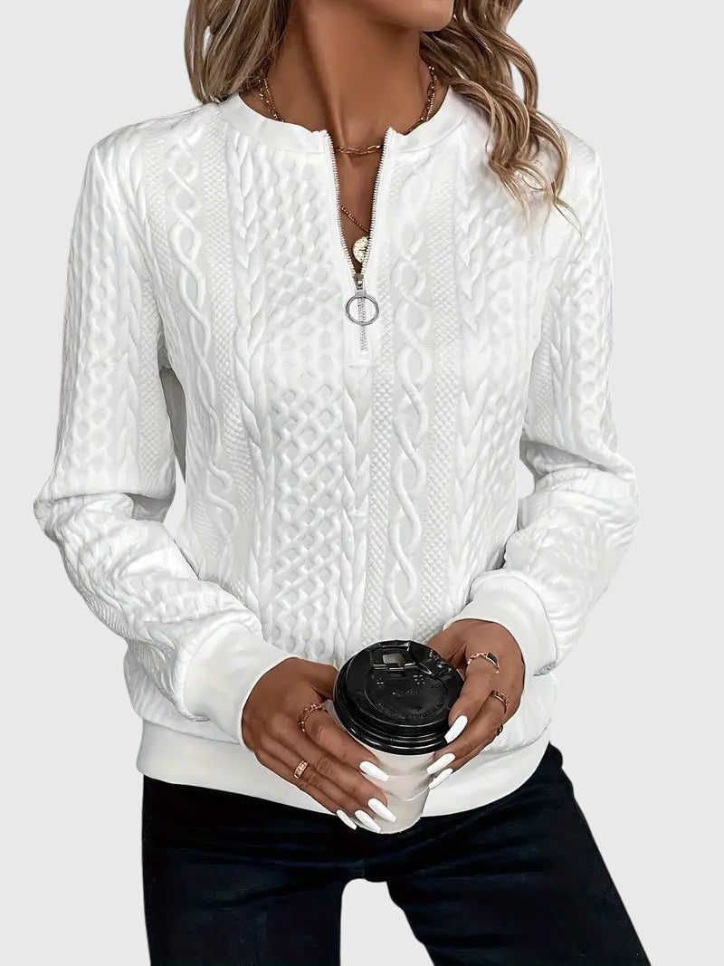 Women's Textured Cable Zip-Up Sweater Jacket