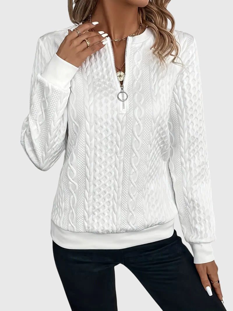 Women's Textured Cable Zip-Up Sweater Jacket