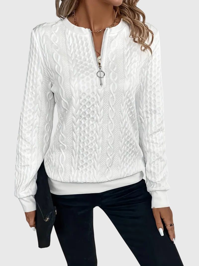 Women's Textured Cable Zip-Up Sweater Jacket