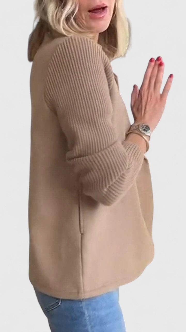 Women's Chic Double-Breasted Blazer with Contrast Sleeves