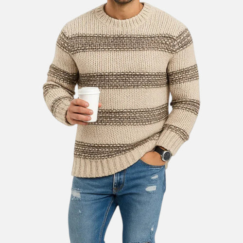 Men's Plain Crew Neck Midweight Cold Weather Sweater Top
