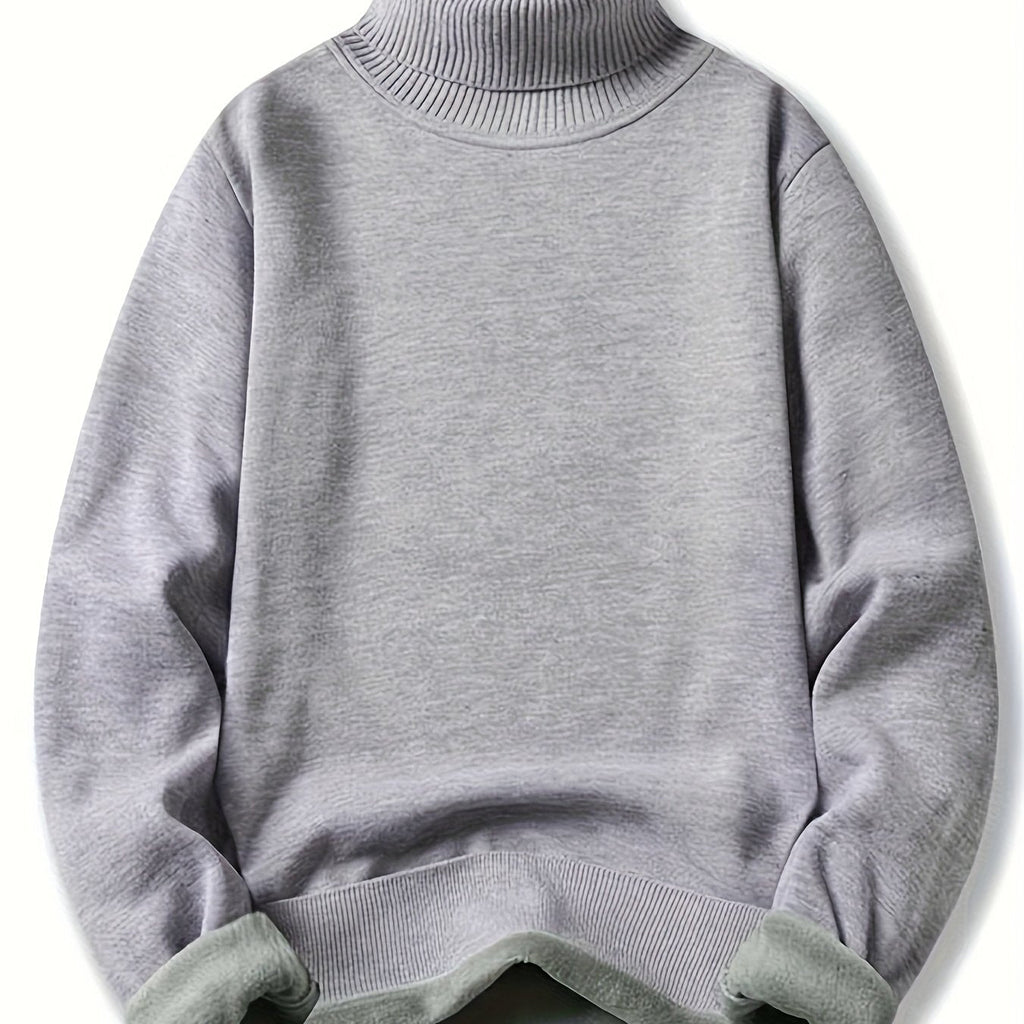 Men's Warm Lined Rollneck Pullover Knit Top