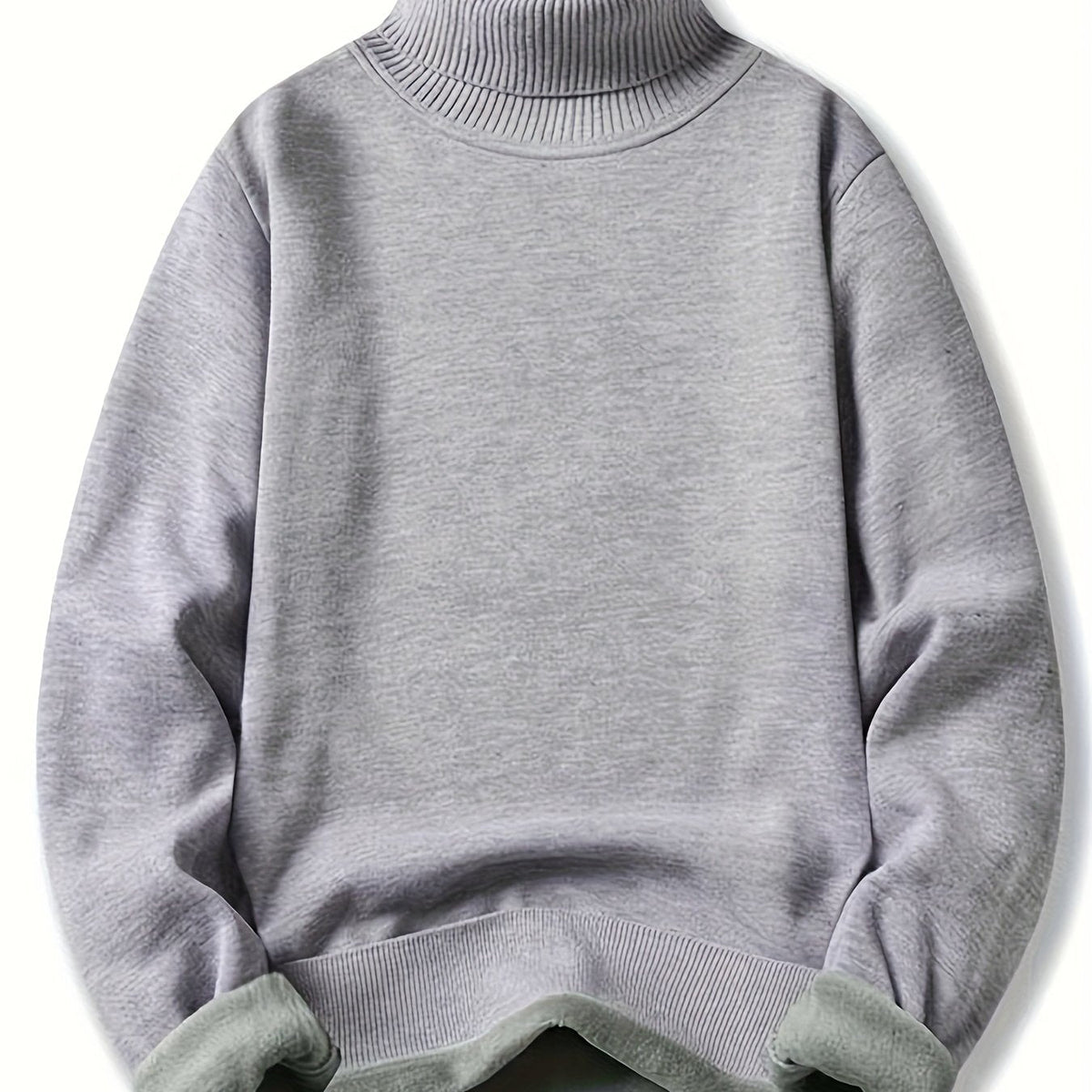 Men's Warm Lined Rollneck Pullover Knit Top