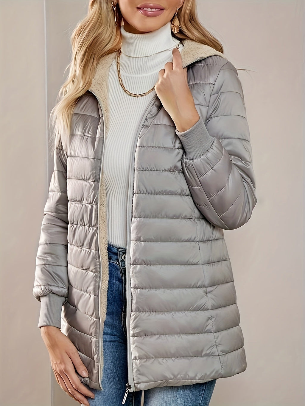 Women's Long Lined Quilted Puffer Coat