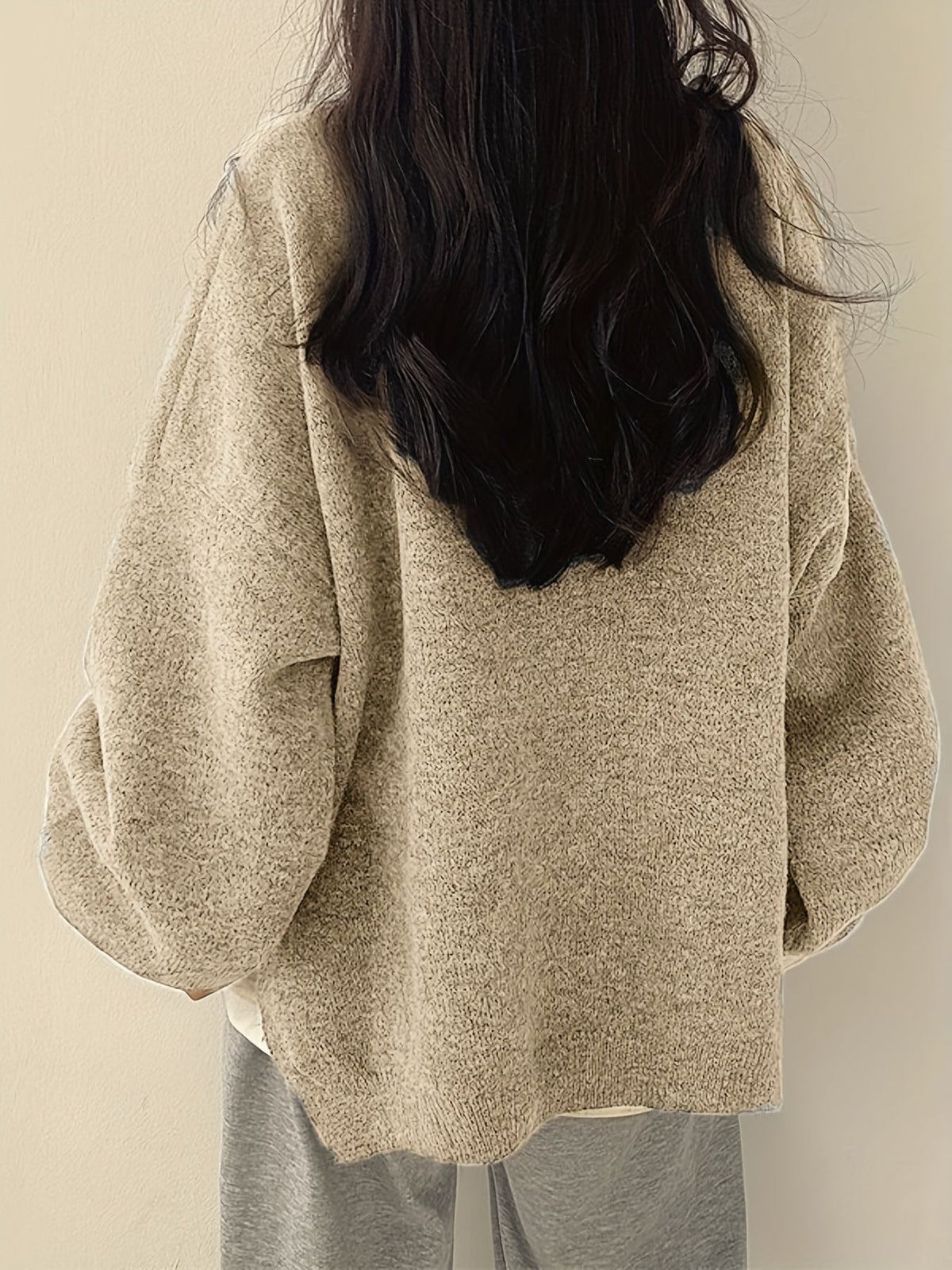 Women's Roomy Warm Crew Neckline Chunky Pullover