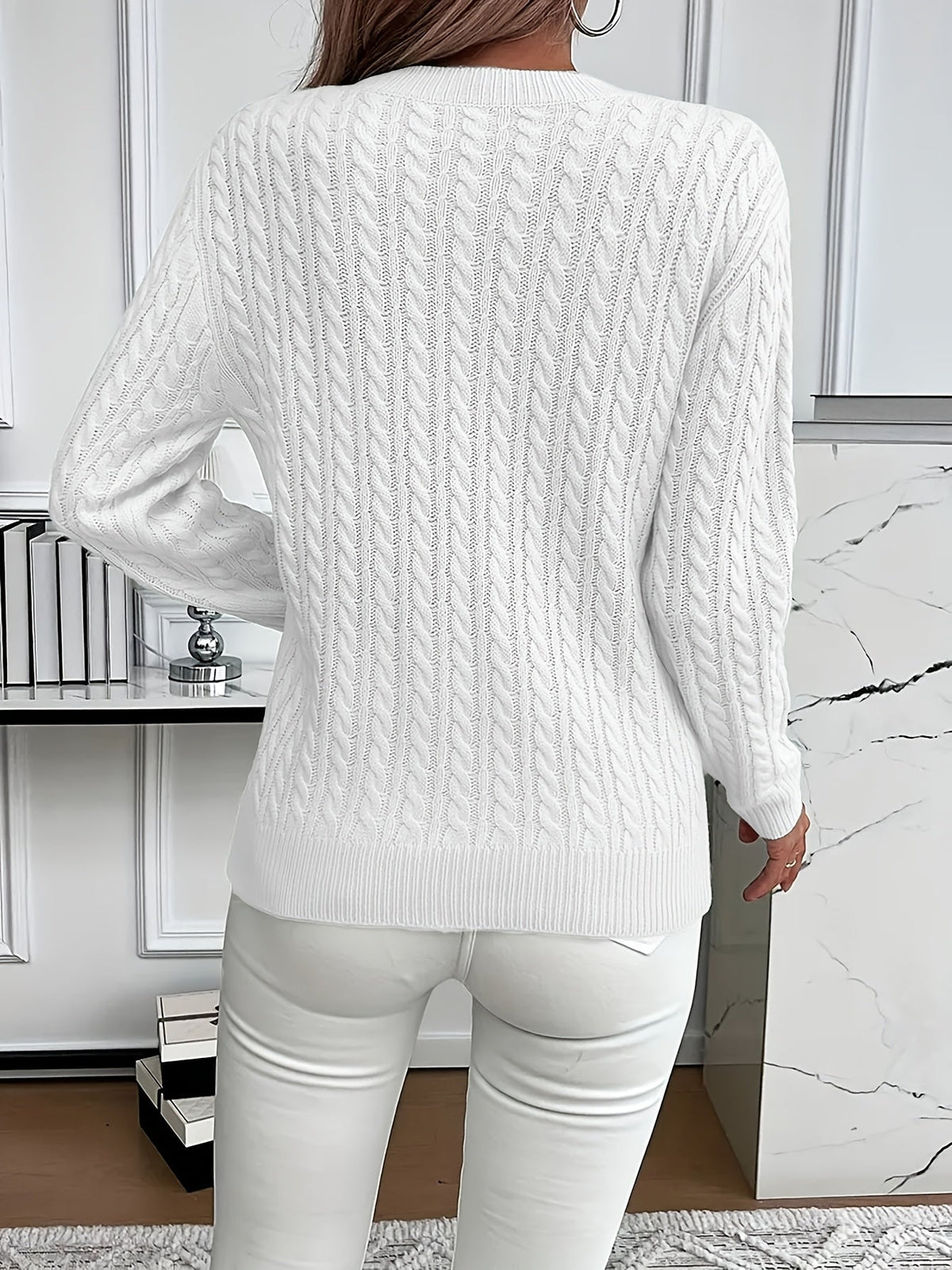 Women's Easy-Fit Classic Cable Sweater