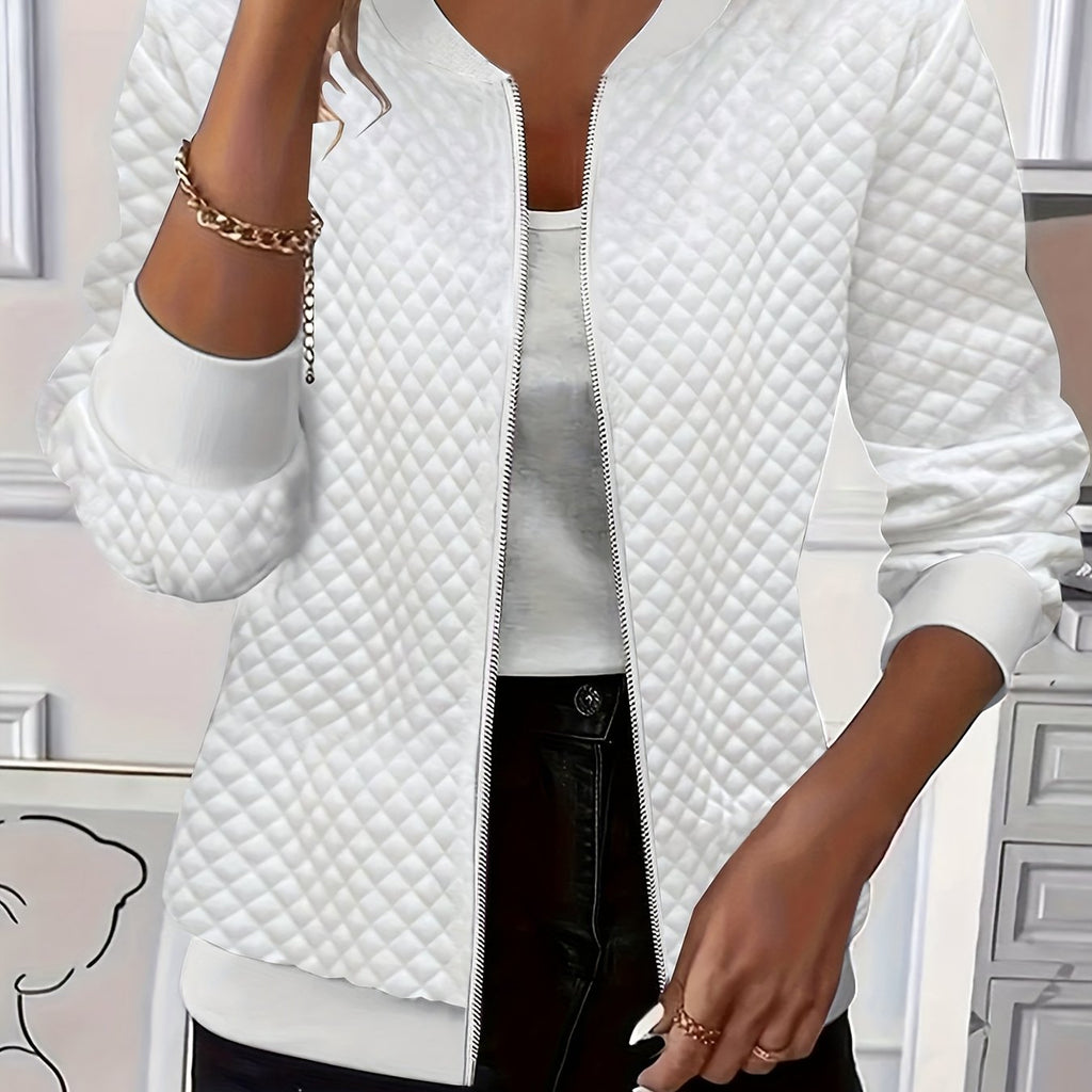 Women's Soft Quilted Coat with Varsity-Style Collar