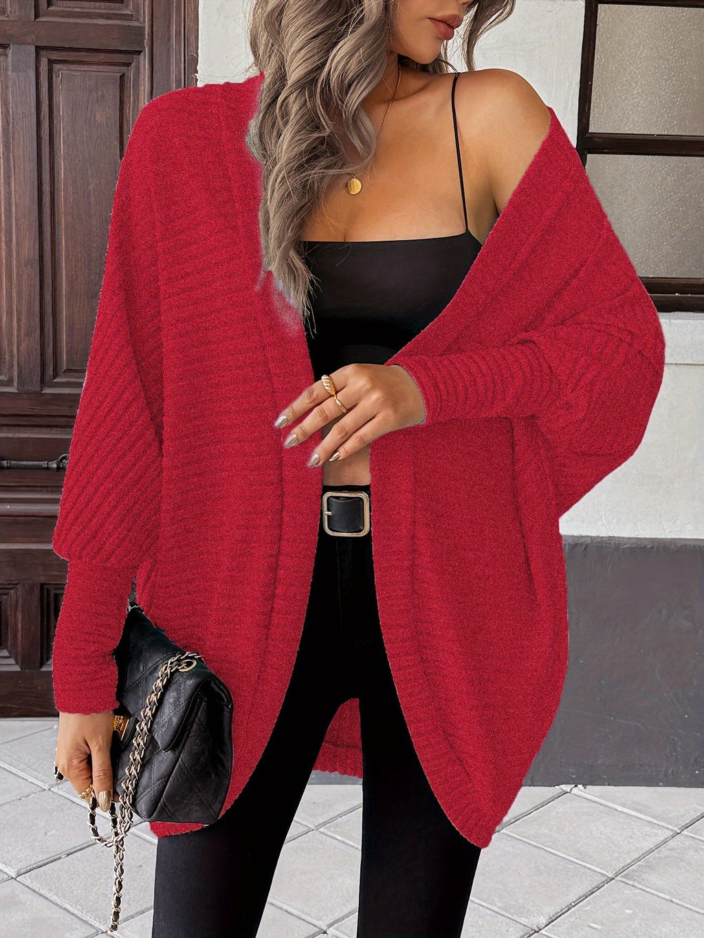 Women's Throw-On Rib Knit Wrap Cardigan
