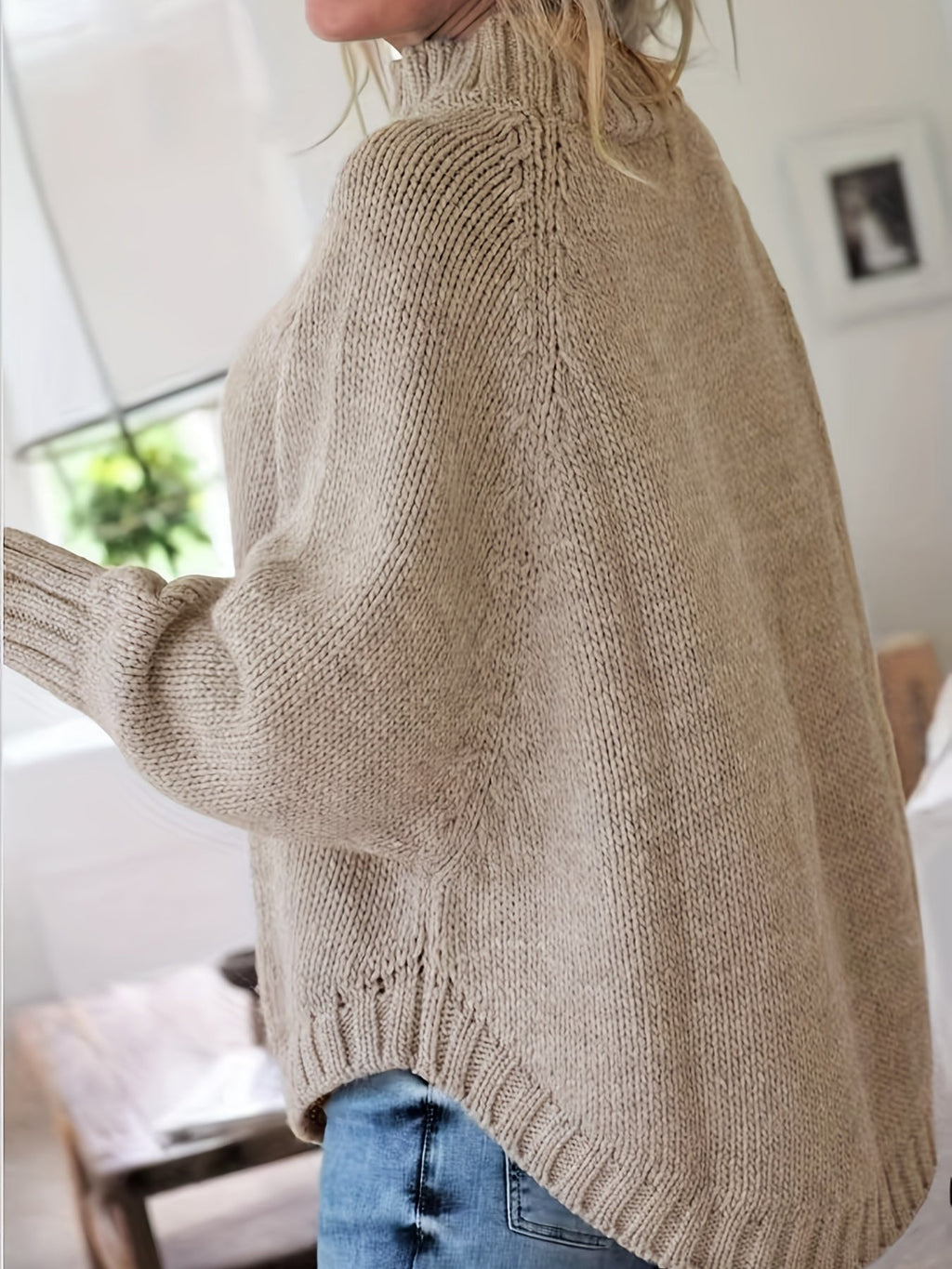 Women's Cozy Cable-Knit Turtleneck Relaxed Sweater