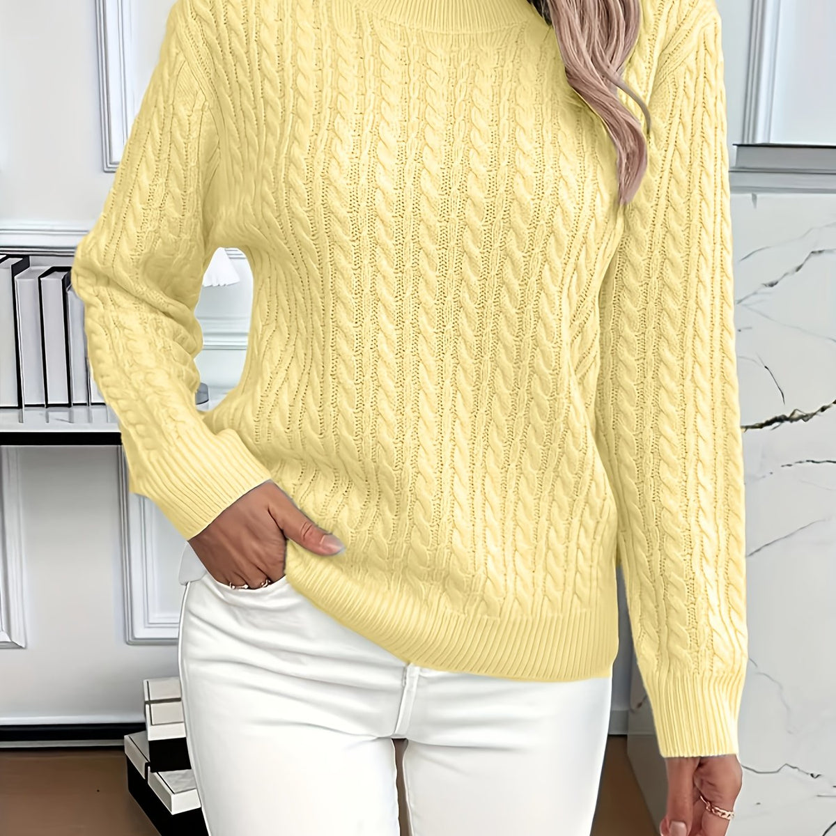 Women's Easy-Fit Classic Cable Sweater