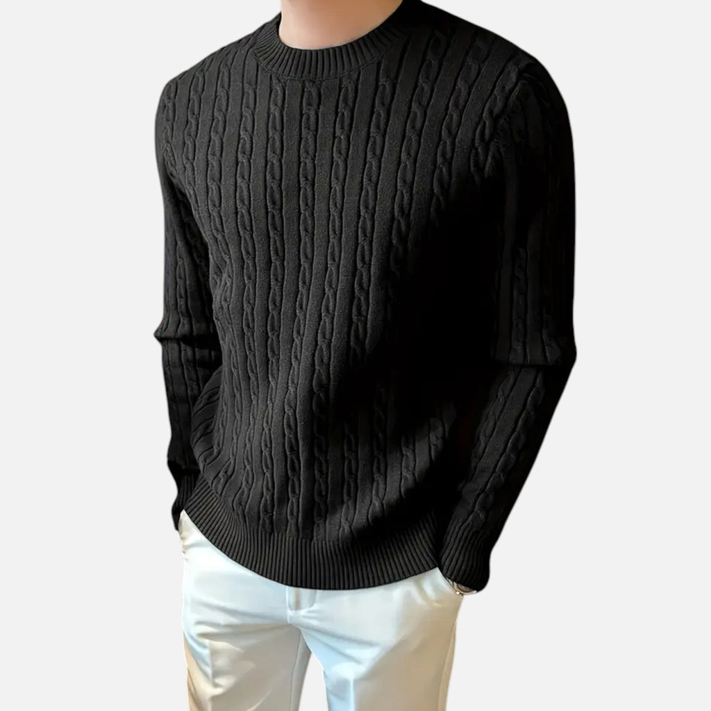 Men's Medium-Stretch Ribbed Crew Neck Fall Sweater