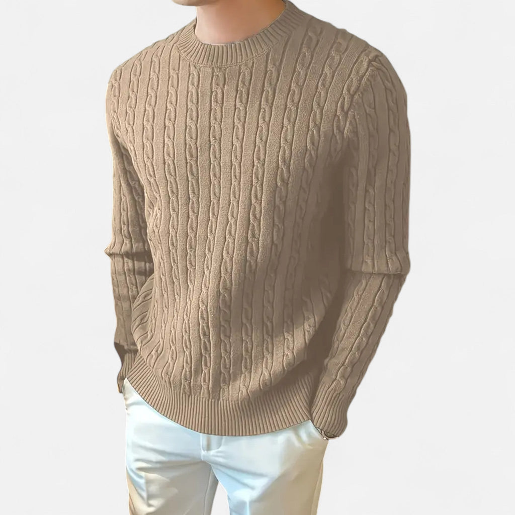 Men's Medium-Stretch Ribbed Crew Neck Fall Sweater