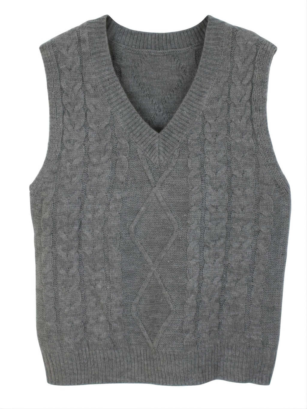 Women's Layering Knit Vest with Cable Pattern