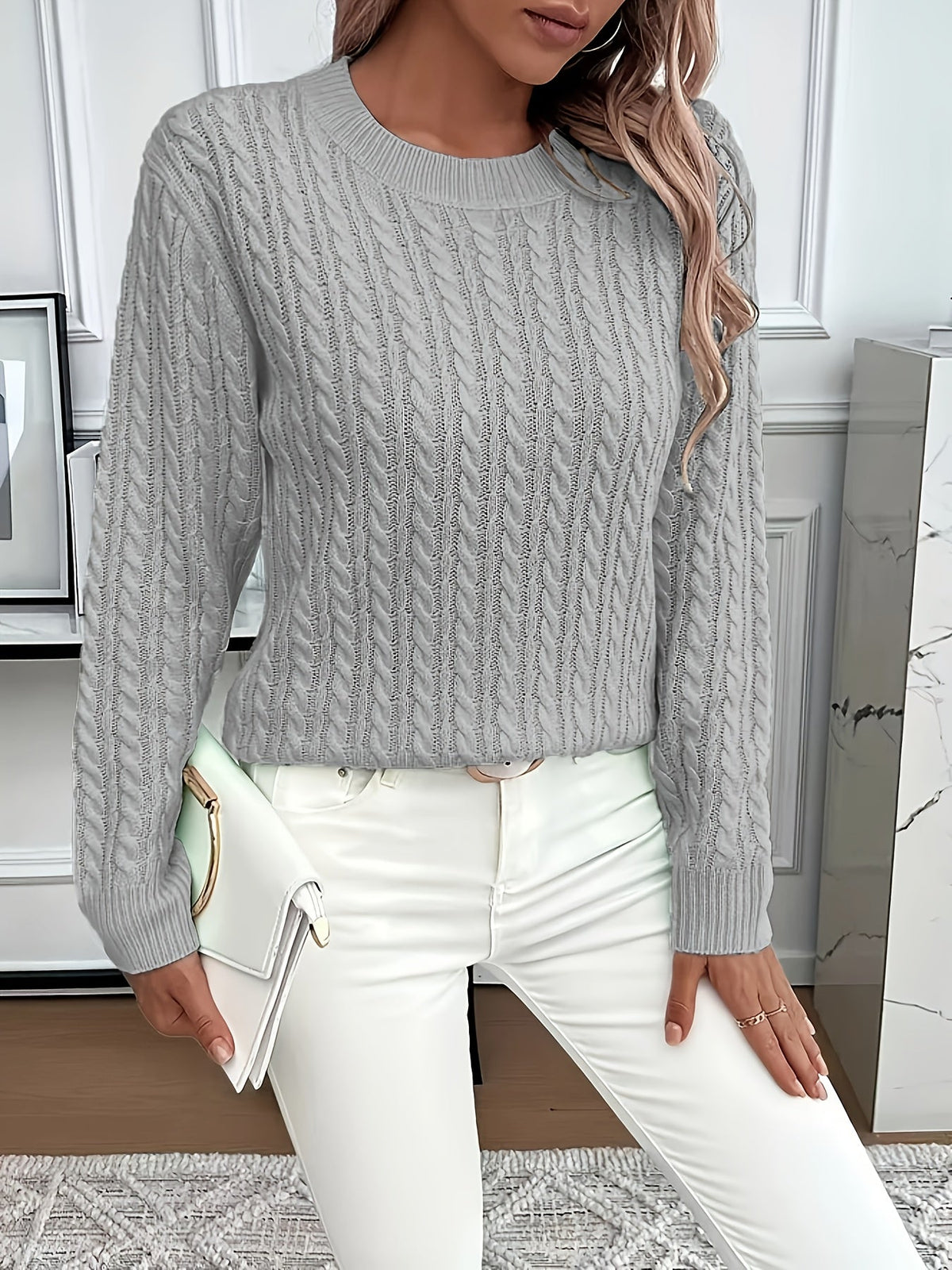 Women's Easy-Fit Classic Cable Sweater