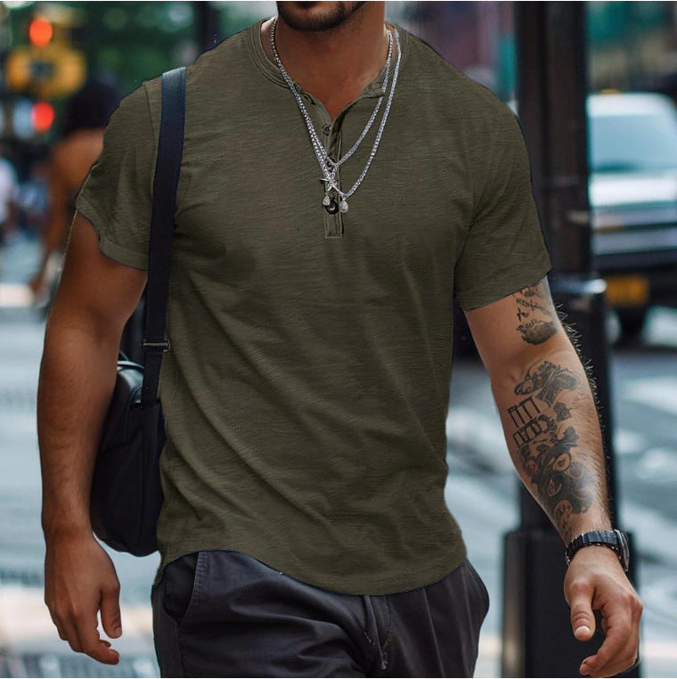 Men's Relaxed Short-Placket Textured Polo Tee