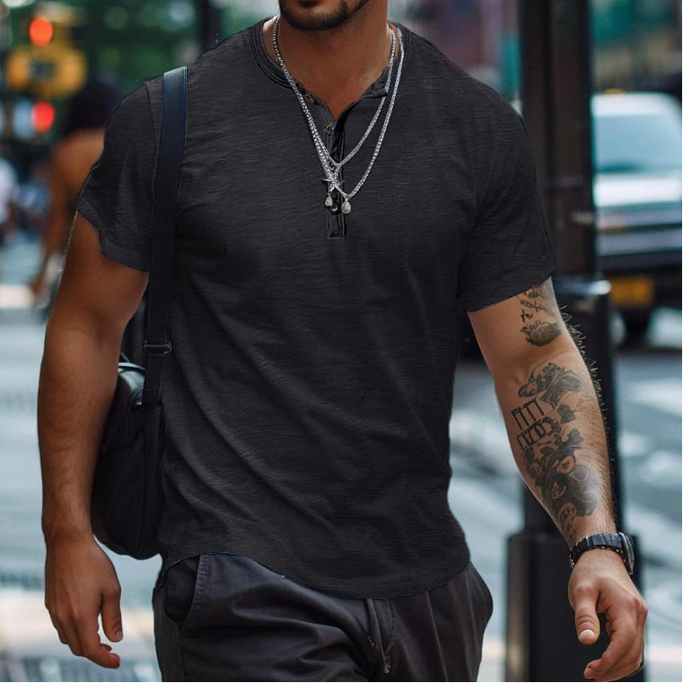 Men's Relaxed Short-Placket Textured Polo Tee
