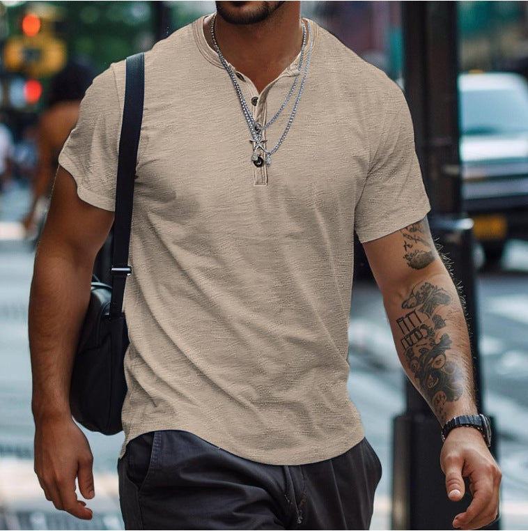 Men's Relaxed Short-Placket Textured Polo Tee