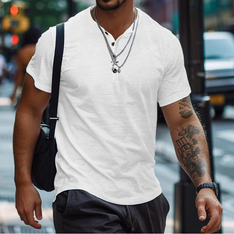 Men's Relaxed Short-Placket Textured Polo Tee