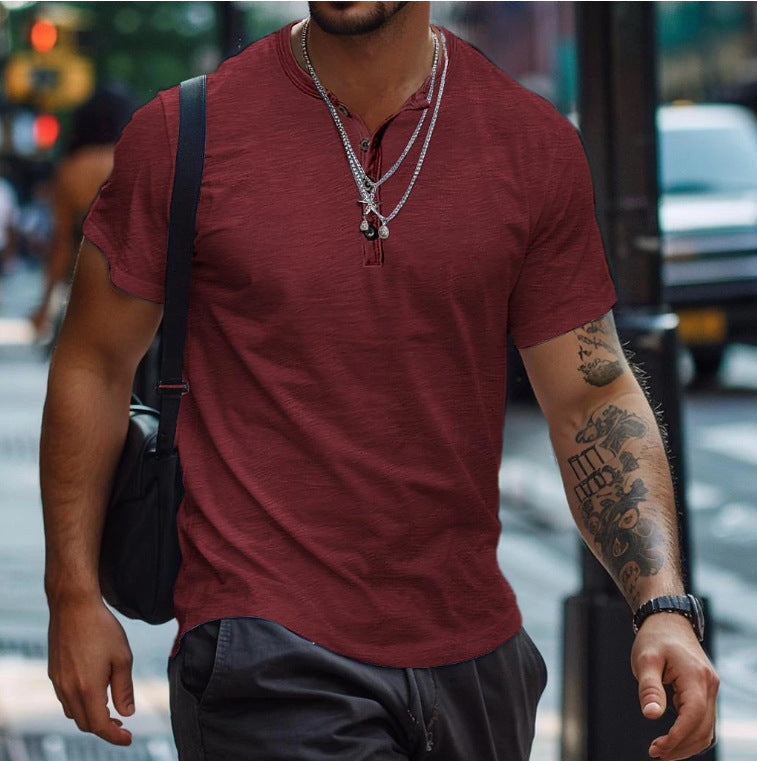 Men's Relaxed Short-Placket Textured Polo Tee