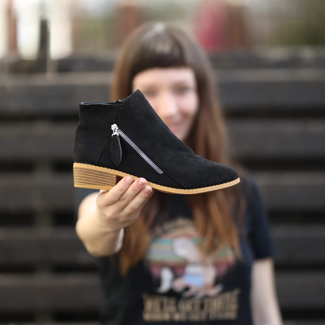 Women's Tassel Zipper Suede Look Short Boots