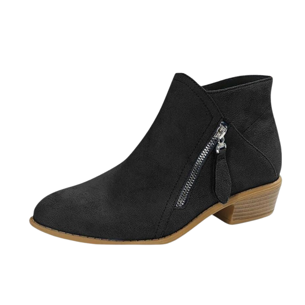 Women's Tassel Zipper Suede Look Short Boots