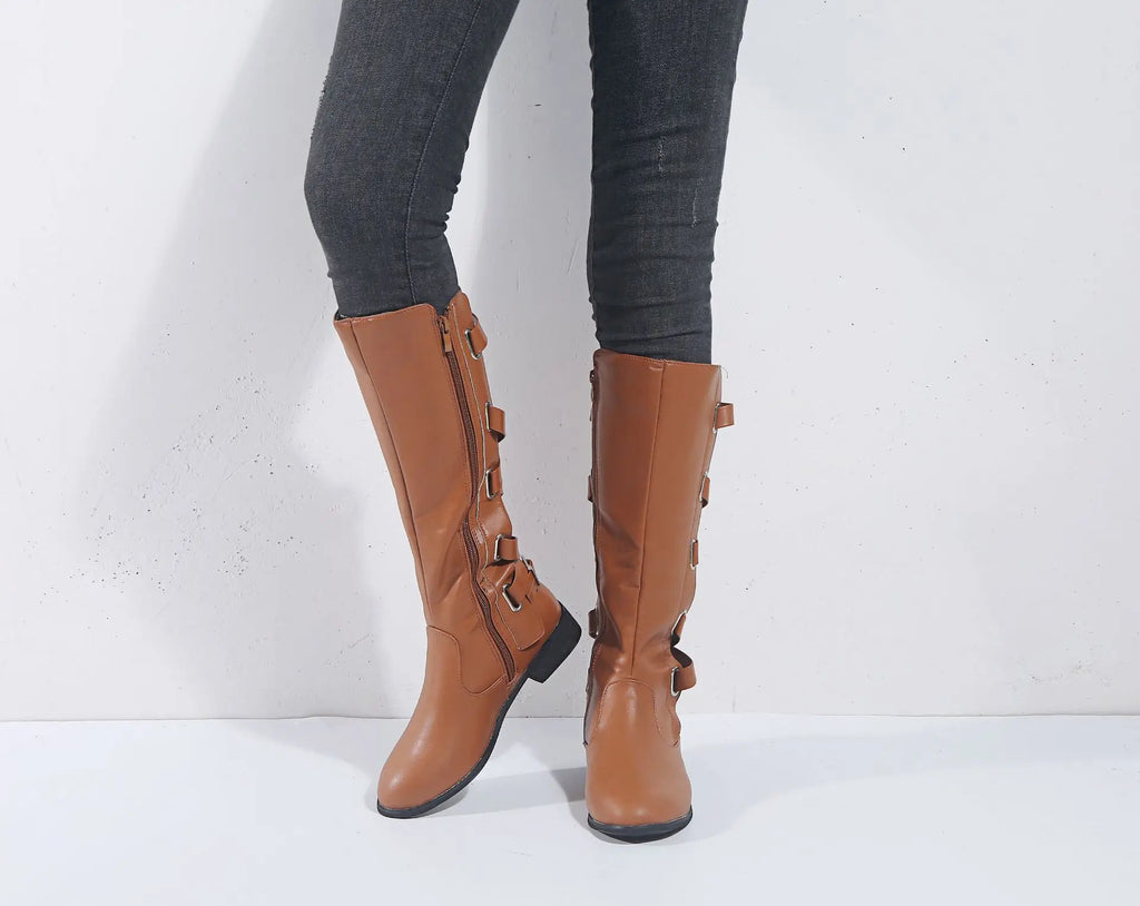Women's Tall Equestrian Buckle Detail Pull-On Boots